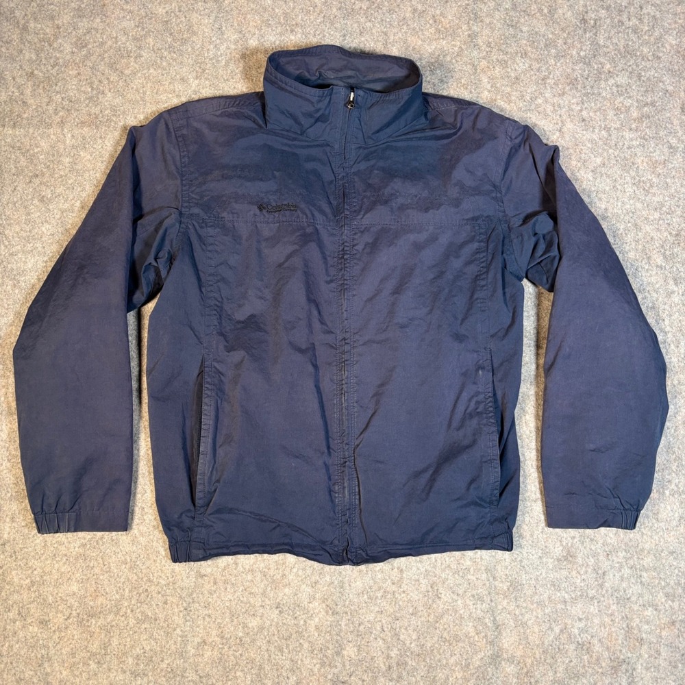 Columbia Jacket Mens Large Navy Blue Full Zip Mesh Lined XM3948 Windbreaker
